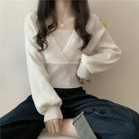 White Knit Crop Sweater  - Thumbnail 3