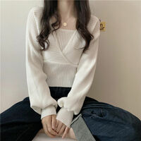 White Knit Crop Sweater  - Thumbnail 4