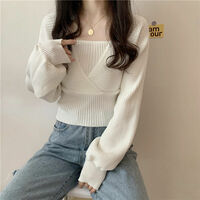 White Knit Crop Sweater  - Thumbnail 5