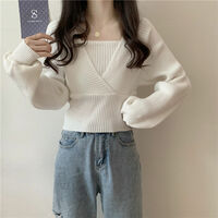 White Knit Crop Sweater  - Thumbnail 6