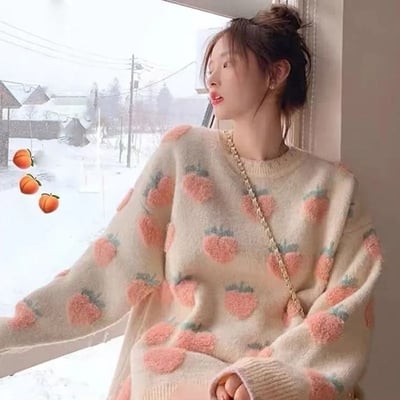 Peach print soft sweater 