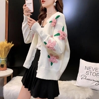 Rose Embroidery Button Up Cardigan  - Thumbnail 1