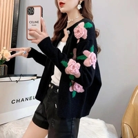 Rose Embroidery Button Up Cardigan  - Thumbnail 4