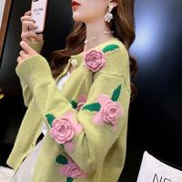 Rose Embroidery Button Up Cardigan  - Thumbnail 8