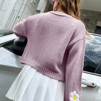 Floral Crochet Knit Lantern Sleeve Cardigan  - Thumbnail 6