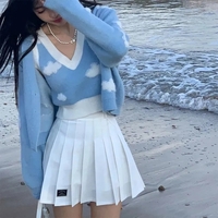 2PCS Blue Sky Cloud Vest + Knit Cardigan  - Thumbnail 1