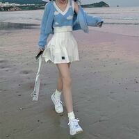 2PCS Blue Sky Cloud Vest + Knit Cardigan  - Thumbnail 4