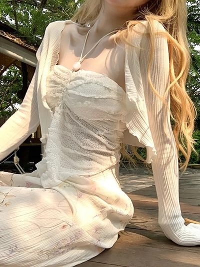 White Y2K Sleeveless Beach Crop Top