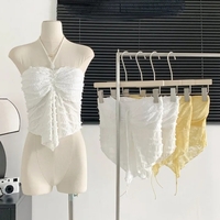 White Y2K Sleeveless Beach Crop Top - Thumbnail 8