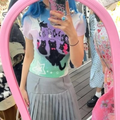 Rainbow cat graffiti short sleeve shirt  - Thumbnail 2