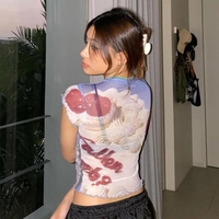 Angel Cake Print Ruffle Short Sleeve Shirt  - Thumbnail 1