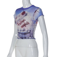 Angel Cake Print Ruffle Short Sleeve Shirt  - Thumbnail 6