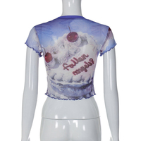 Angel Cake Print Ruffle Short Sleeve Shirt  - Thumbnail 7