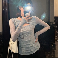 Blue Dye Mesh Long Sleeve Shirt  - Thumbnail 4