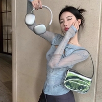 Blue Dye Mesh Long Sleeve Shirt  - Thumbnail 2