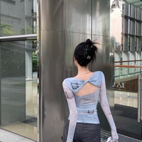 Blue Dye Mesh Long Sleeve Shirt  - Thumbnail 6