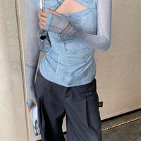 Blue Dye Mesh Long Sleeve Shirt  - Thumbnail 7