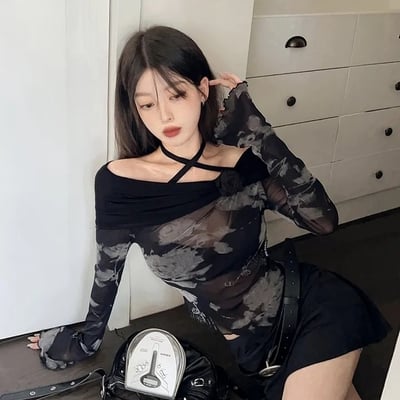 Tie dye lace up flare shirt  - Thumbnail 1