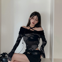 Tie Dye Lace Up Flare Shirt  - Thumbnail 7