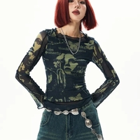 Butterfly Print Mesh Long Sleeve Shirt  - Thumbnail 5