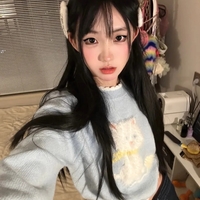 Kitten Print Cropped Sweater  - Thumbnail 1