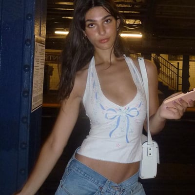 Bow backless v neck halter top  - Thumbnail 2