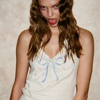 Bow Backless V Neck Halter Top  - Thumbnail 1