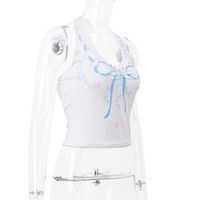 Bow Backless V Neck Halter Top  - Thumbnail 5