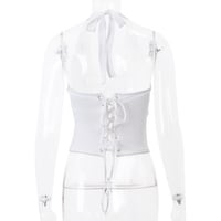 Bow Backless V Neck Halter Top  - Thumbnail 6