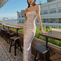 Flower Print Lace Up Split Mini Dress  - Thumbnail 5