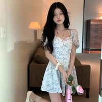 Floral Square Neck Puff Sleeve Dress  - Thumbnail 5