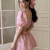 Pink Cherry Backless Mini Dress  - Thumbnail 4