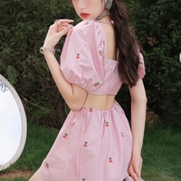 Pink Cherry Backless Mini Dress  - Thumbnail 5