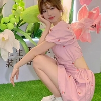 Pink Cherry Backless Mini Dress  - Thumbnail 8