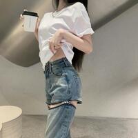 Zipper High Waist Denim Jeans  - Thumbnail 5