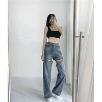 Zipper High Waist Denim Jeans  - Thumbnail 9