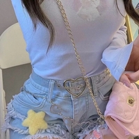 Blue Denim Ruffle Star High Waist Shorts  - Thumbnail 1