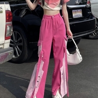 Pink Patchwork Baggy Cargo Pants  - Thumbnail 1