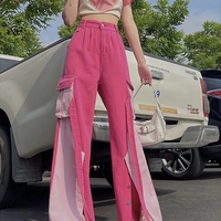 Pink Patchwork Baggy Cargo Pants  - Thumbnail 2