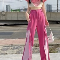 Pink Patchwork Baggy Cargo Pants  - Thumbnail 3