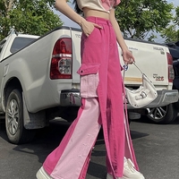 Pink Patchwork Baggy Cargo Pants  - Thumbnail 5