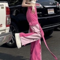 Pink Patchwork Baggy Cargo Pants  - Thumbnail 4