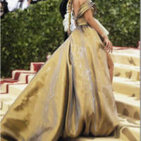 Gold Off Shoulder Prom Dresses High Slit - Thumbnail 1