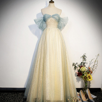 Lovely Tulle Sequins Long Prom Dress, A-Line Off Shoulder Evening Dress - Thumbnail 2