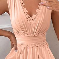 Women'S Lace Patchwork Casual Sleeveless Dress - Thumbnail 1