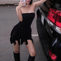 Black Ruffle Tassel Mini Dress - Thumbnail 2