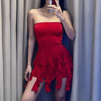 Black Ruffle Tassel Mini Dress - Thumbnail 5