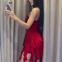 Black Ruffle Tassel Mini Dress - Thumbnail 6