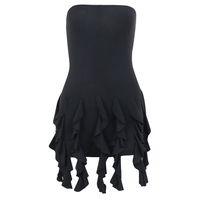 Black Ruffle Tassel Mini Dress - Thumbnail 7