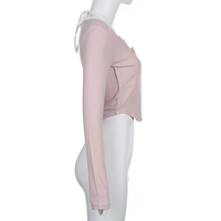 Pink Lace Patchwork Button Crop Top - Thumbnail 6